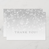 結婚はノートの銀製の《写真》ぼけ味の輝きライト感謝していしています サンキューカード (正面/裏面)