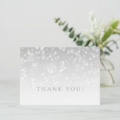結婚はノートの銀製の《写真》ぼけ味の輝きライト感謝していしています サンキューカード (スタンド正面)