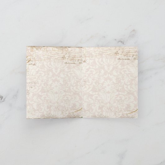 結婚はメッセージカード-茶ポットのばら色のヴィンテージ感謝していしています サンキューカード (内部)