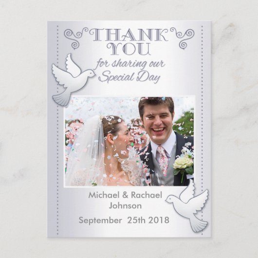 結婚は写真の郵便はがき愛鳥感謝していしています ポストカード (正面)