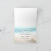 結婚は夏のビーチのヒトデの貝殻感謝していしています サンキューカード (内部)