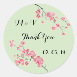 結婚は感謝してい、フローラ水の色パーソナライズされた ラウンドシール