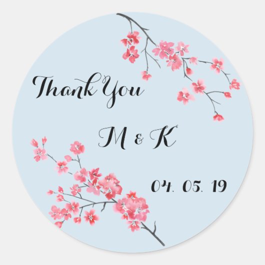 結婚は感謝してい、フローラ水の色パーソナライズされた ラウンドシール (正面)