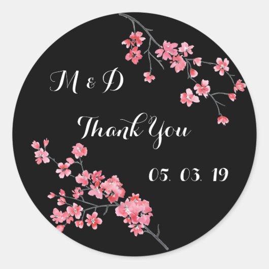 結婚は感謝してい、フローラ水の色パーソナライズされた ラウンドシール (正面)