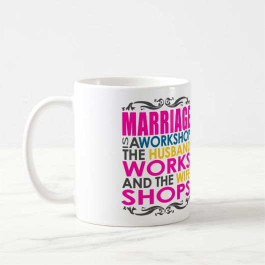 結婚は研修会、夫の仕事、妻の店です コーヒーマグカップ (左)