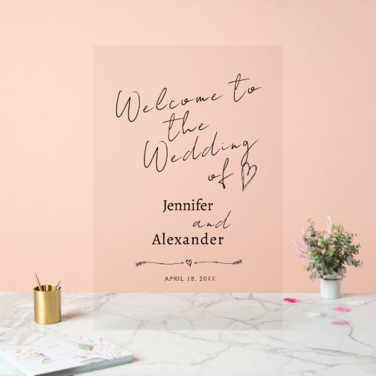 結婚アクリルのサインミニマル歓迎。 アクリルサイン (ウェディング)