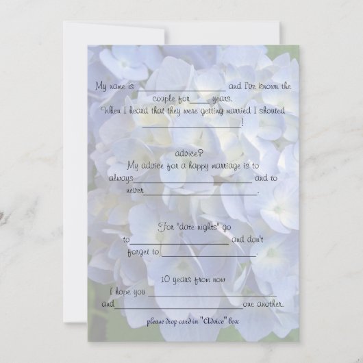 結婚アドバイスとコメントあじさい 招待状 (正面)