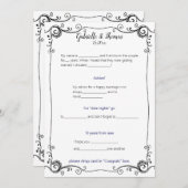 結婚アドバイスとコメントの装飾枠 招待状 (正面/裏面)