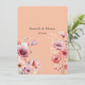 結婚アドバイス ピンクのフワフワした水彩花 アドバイスカード (スタンド正面)