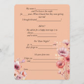 結婚アドバイス ピンクのフワフワした水彩花 アドバイスカード (裏面)