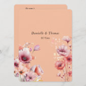 結婚アドバイス ピンクのフワフワした水彩花 アドバイスカード (正面/裏面)