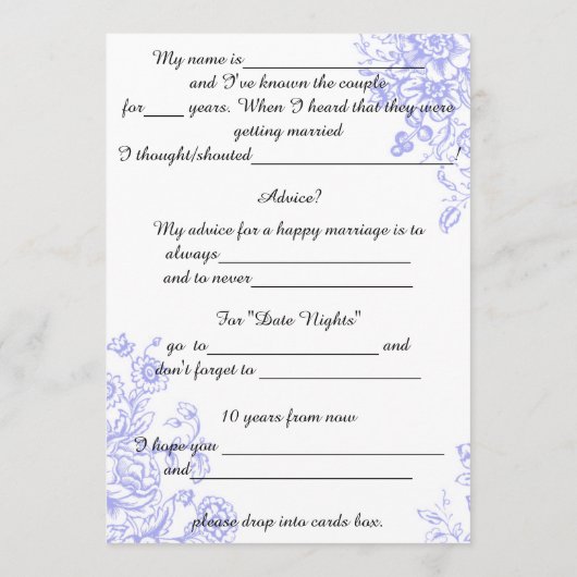結婚アドバイス、ラベンダー花コメント アドバイスカード (裏面)