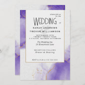 結婚アメジスト抽象芸術 招待状 (正面/裏面)