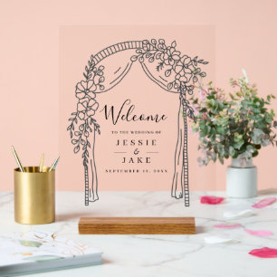 結婚アーチ透明なアーバ結婚ー アクリルサイン