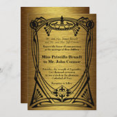 結婚アールヌーボー金ゴールド素晴らし – ギャツビー 招待状 (正面/裏面)