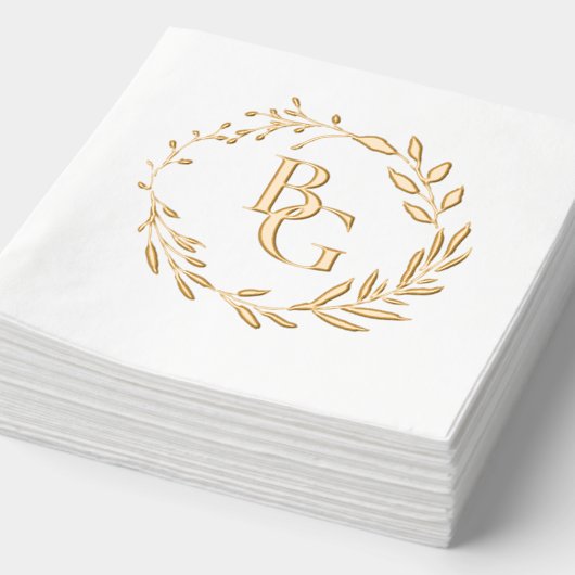 結婚イニシャル 箔ナプキン (詳細)