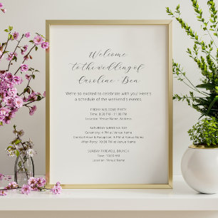 結婚ウィークエンドイベント順序 ミニマリストホワイト ポスター