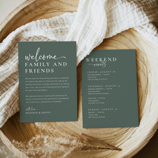 結婚ウェルカムバッグレター&ウィークエンドタイムラインカード メニュー