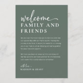 結婚ウェルカムバッグレター&ウィークエンドタイムラインカード メニュー (正面)