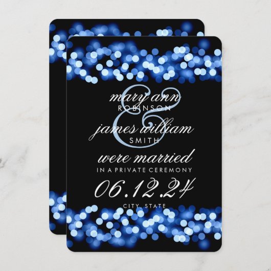 結婚エレガント/駆け落ちブルーハリウッドグラム 案内状 (正面/裏面)