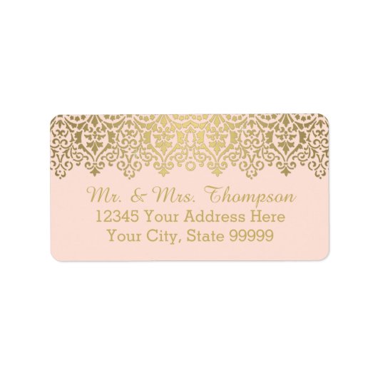 結婚エンベロープラベルヴィンテージゴールデンレースエレガント ラベル (正面)
