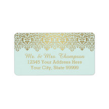 結婚エンベロープラベルヴィンテージゴールデンレースエレガント