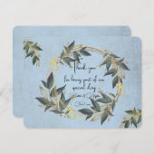 結婚オリーブリースパーソナライズされた サンキューカード (正面/裏面)