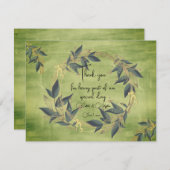 結婚オリーブリースパーソナライズされた サンキューカード (正面/裏面)