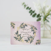 結婚オリーブリースパーソナライズされた サンキューカード (スタンド正面)