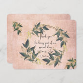 結婚オリーブリースパーソナライズされた サンキューカード (正面/裏面)