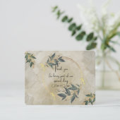 結婚オリーブリースパーソナライズされた サンキューカード (スタンド正面)