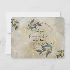 結婚オリーブリースパーソナライズされた サンキューカード