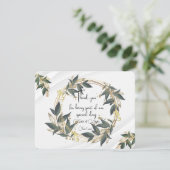 結婚オリーブリースパーソナライズされた サンキューカード (スタンド正面)