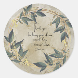 結婚オリーブリースパーソナライズされた ラウンドシール