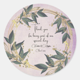 結婚オリーブリースパーソナライズされた ラウンドシール