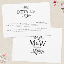 結婚カップルのモノグラムイニシャル情報カード 出欠カード