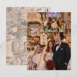 結婚カップルの写真テーブル　結婚式の案内状 ポストカード