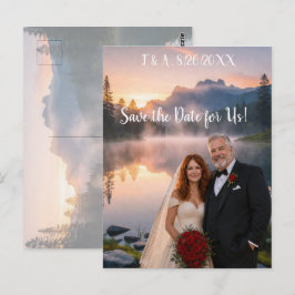 結婚カップルの写真 湖 セーブ・ザ・デート  ポストカード