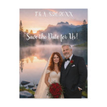 結婚カップルの写真 湖 セーブ・ザ・デート 