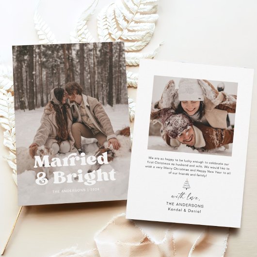 結婚カップルの最初の写真のクリスマスカード 招待状