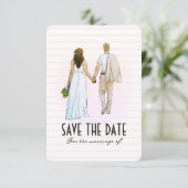 結婚カップルイラスト Save The Date カード (スタンド正面)