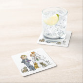 結婚カップル猫紙コースター スクエアペーパーコースター (インサイチュ)