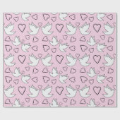 結婚ギフト用のウェディングドブ  ピンク シームレス ラッピングペーパー (フラット)