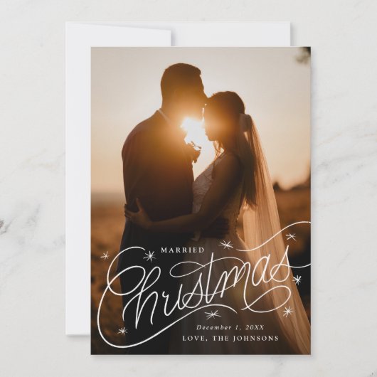 結婚クリスマスの手書きフォト シーズンカード (正面)