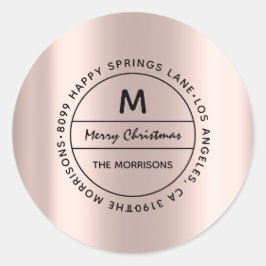 結婚クリスマスファミリーアドレスRSVPモノグラムバラ ラウンドシール