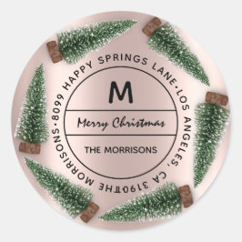 結婚クリスマスファミリーアドレスRSVPモノグラムバラ ラウンドシール