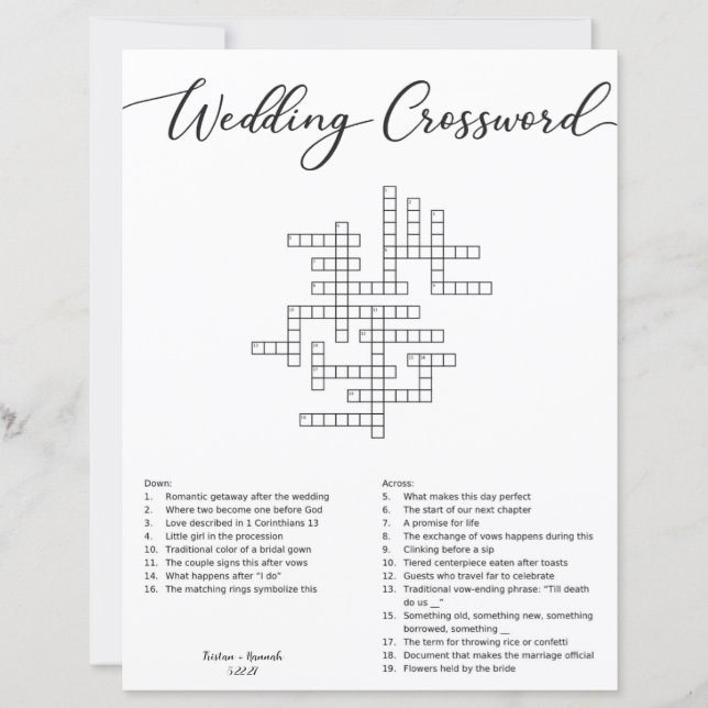 結婚クロスワードパズル (正面)