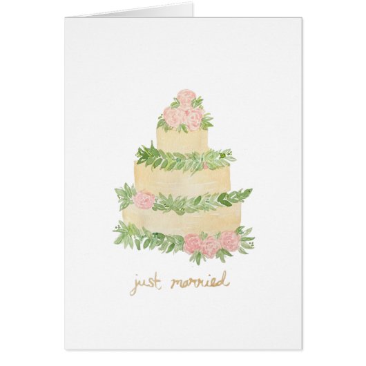 結婚ケーキたった今結婚しましたカード (正面)