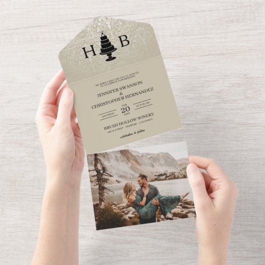 結婚ケーキ オールインワン招待状 (貼ってはがせる)