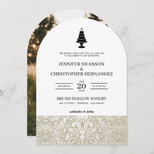 結婚ケーキ 招待状 (正面/裏面)